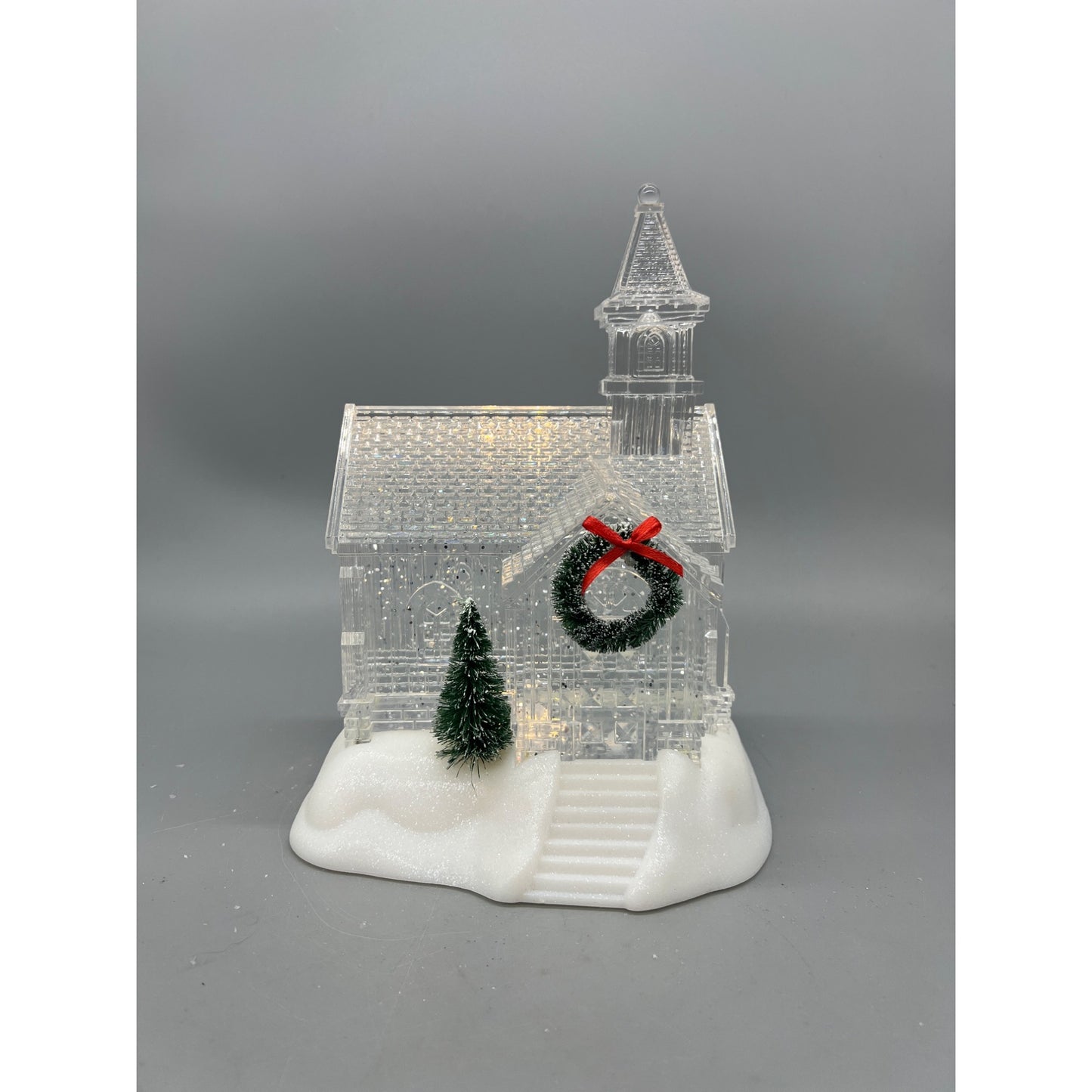 9" Clear Acrylic LED Light-Up Church Decoration With Spinning Water & Timer