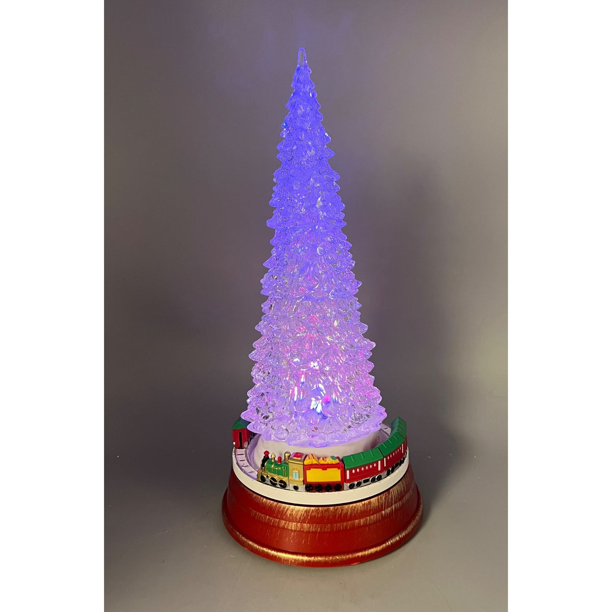 Animated Color-Changing Christmas Tree with Rotating Train – 13.25”