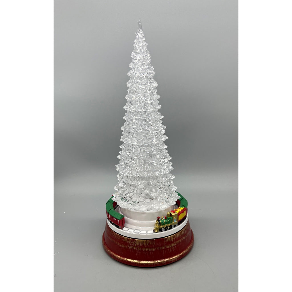 Animated Color-Changing Christmas Tree with Rotating Train – 13.25”