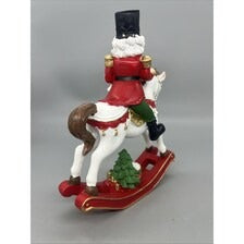 9.25” Nutcracker on Rocking Horse with Teddy Bear – Hand Decorating Christmas Resin Figurine