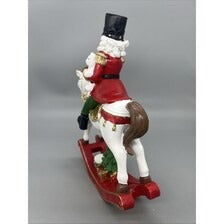 9.25” Nutcracker on Rocking Horse with Teddy Bear – Hand Decorating Christmas Resin Figurine