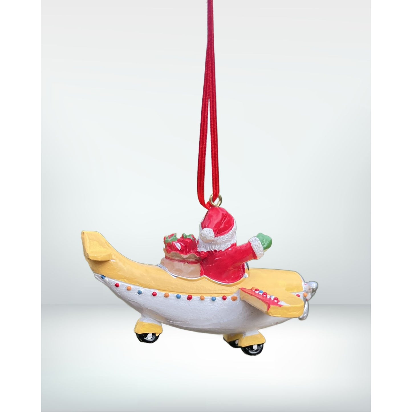 Kurt Adler Santa Claus Airplane Christmas Ornament Hand Painted 3.75"