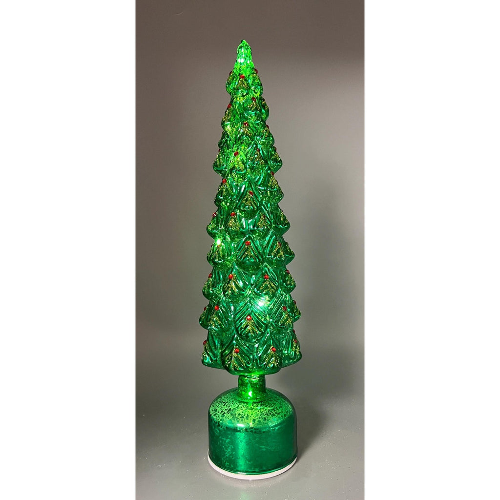 LED Rotating Green Christmas Tree – 19" or 16" Holiday Decoration, Sold Separately, 3 AA Batteries Not Included