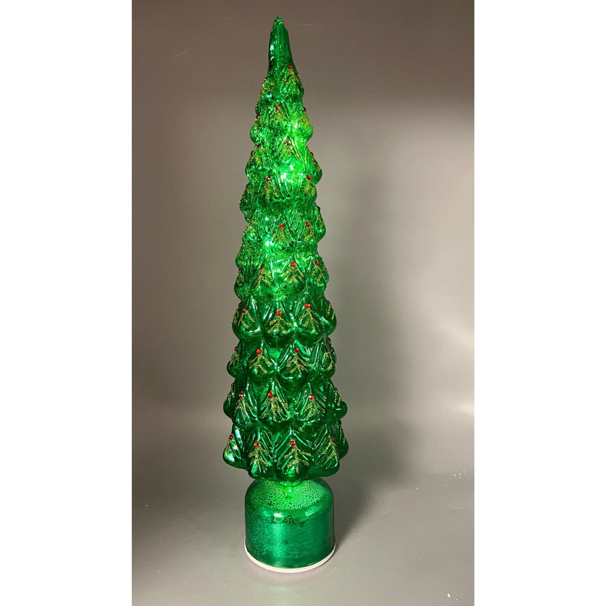 LED Rotating Green Christmas Tree – 19" or 16" Holiday Decoration, Sold Separately, 3 AA Batteries Not Included
