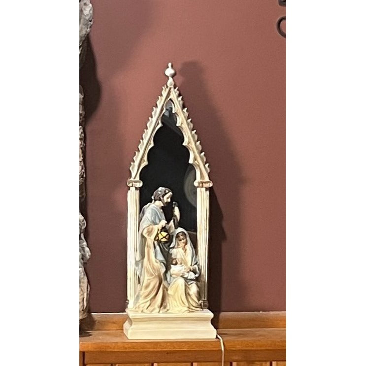 Holy Family Infinity Light With LED Backdrop 23" Tall Religious Figurine