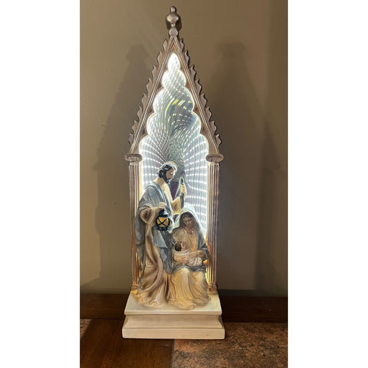 Holy Family Infinity Light With LED Backdrop 23" Tall Religious Figurine