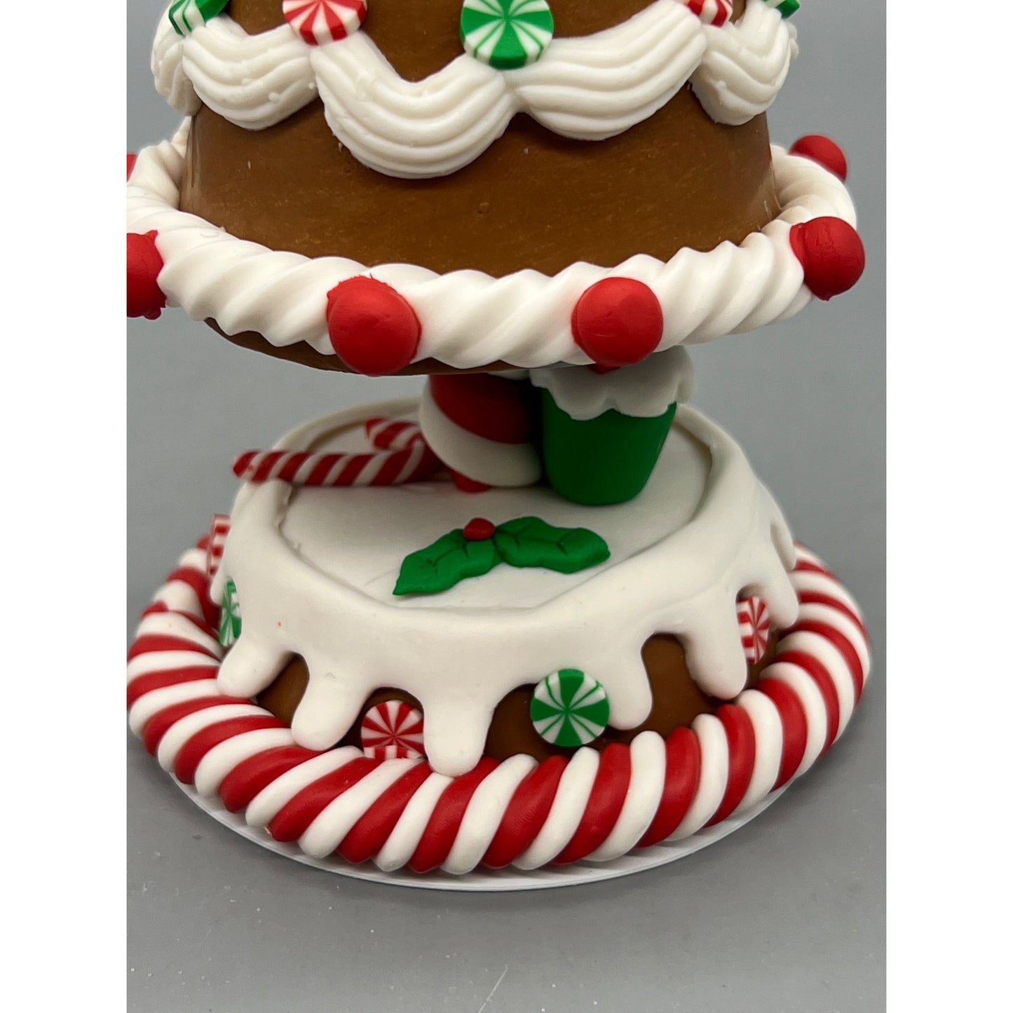 Gingerbread Tree Decoration With Candy Cane & Peppermint Accents 9.5” Hand Decorated