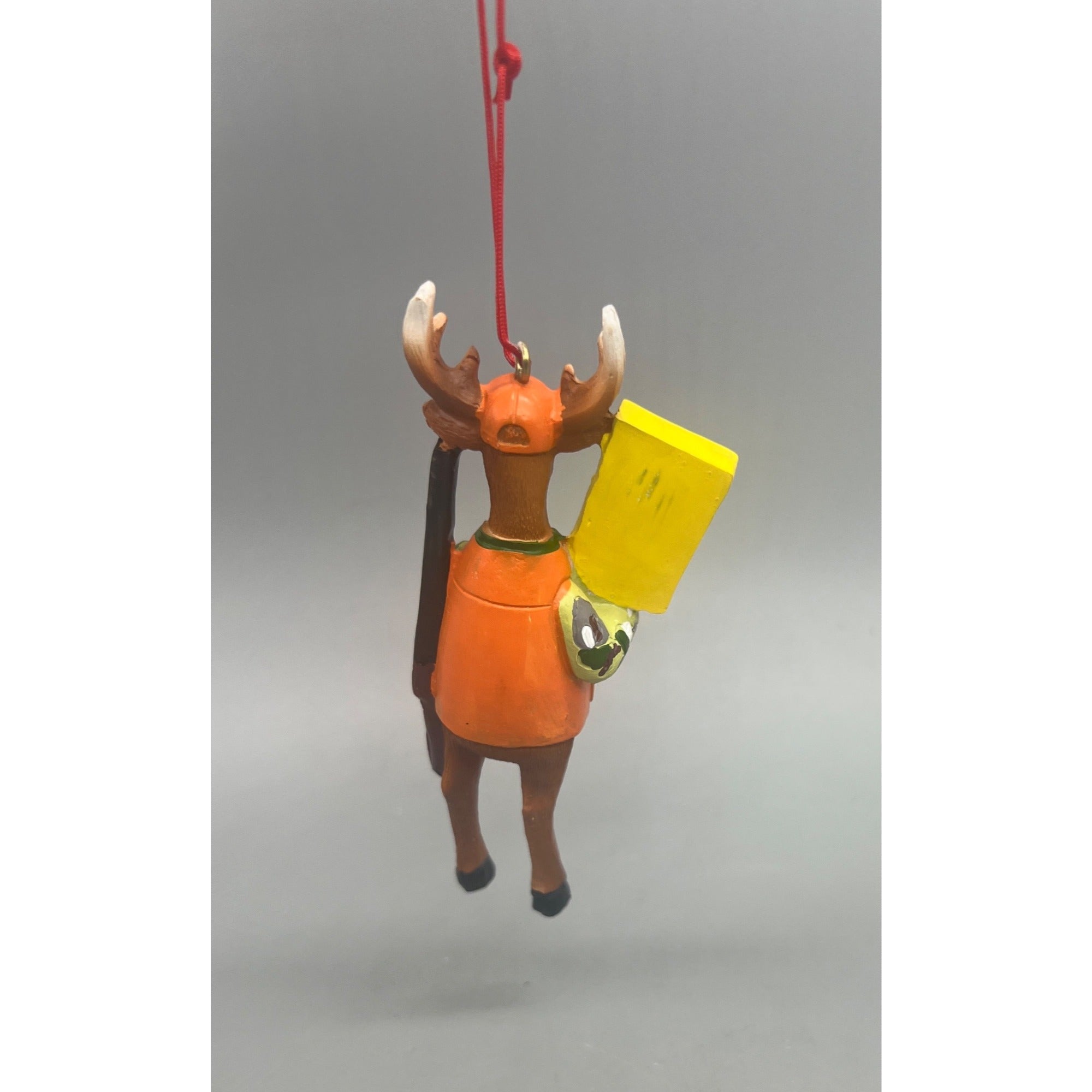 Hand Painted Kurt Adler Hunter Deer Ornament – Whitetail Buck with Rifle & Deer Crossing Sign