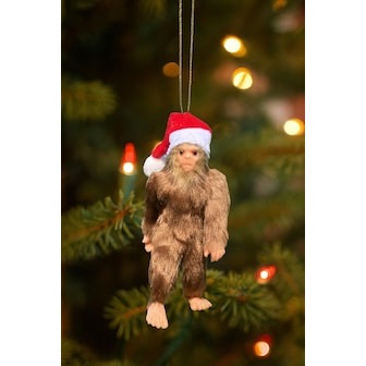 Kurt Adler Bigfoot Sasquatch Christmas Ornament with Santa Hat 5.5". F2460