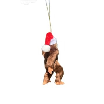 Kurt Adler Bigfoot Sasquatch Christmas Ornament with Santa Hat 5.5". F2460