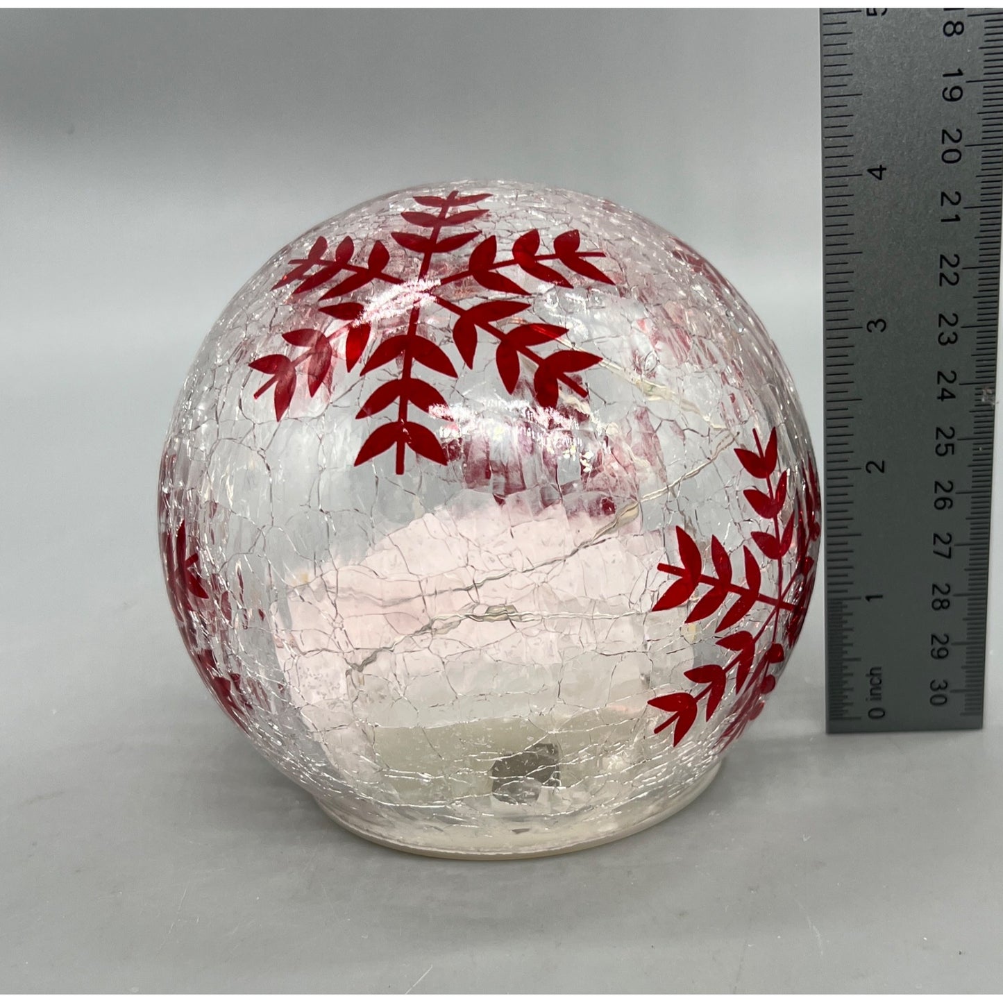 Hand Painted Crackle Glass Globe With LED Lights & Snowflake Design 4.5"