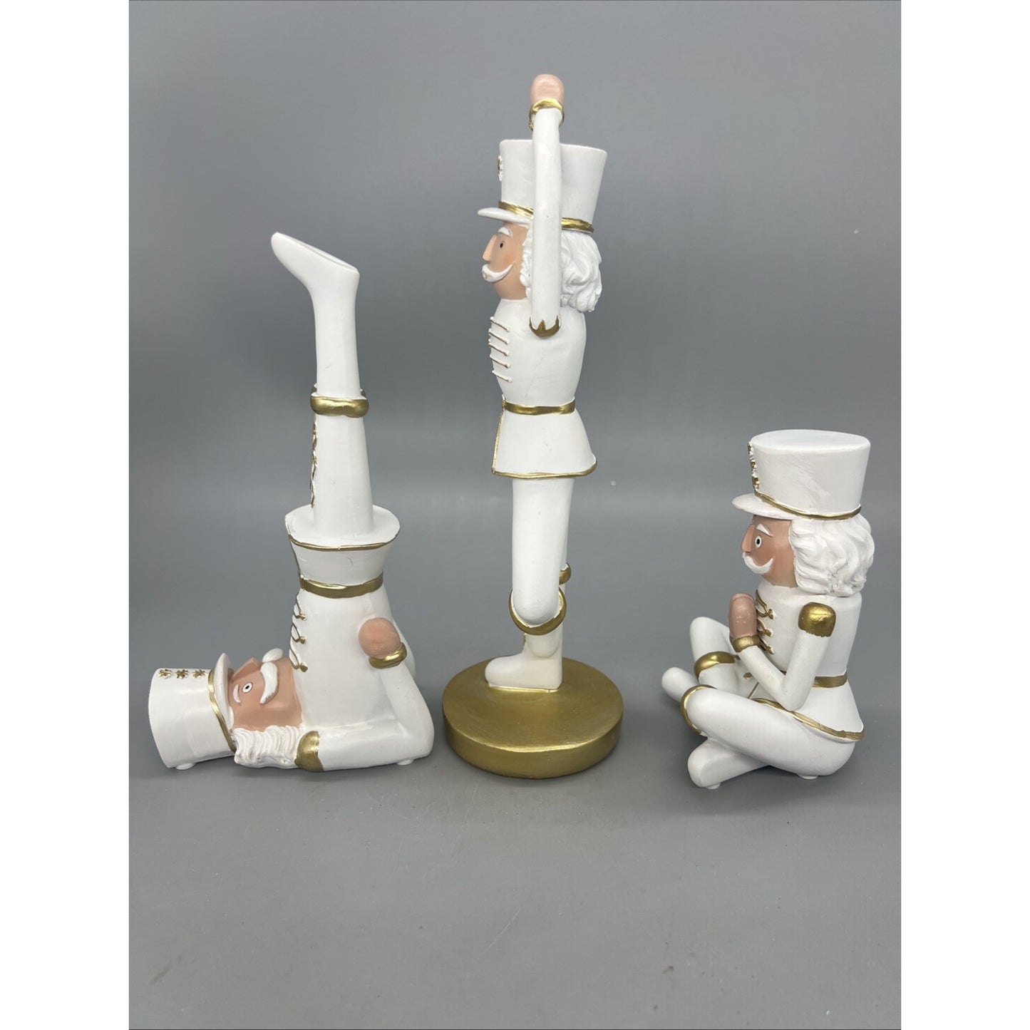 White And Gold  Soldier Yoga (3 Asst) 5” 8” 10” Resin