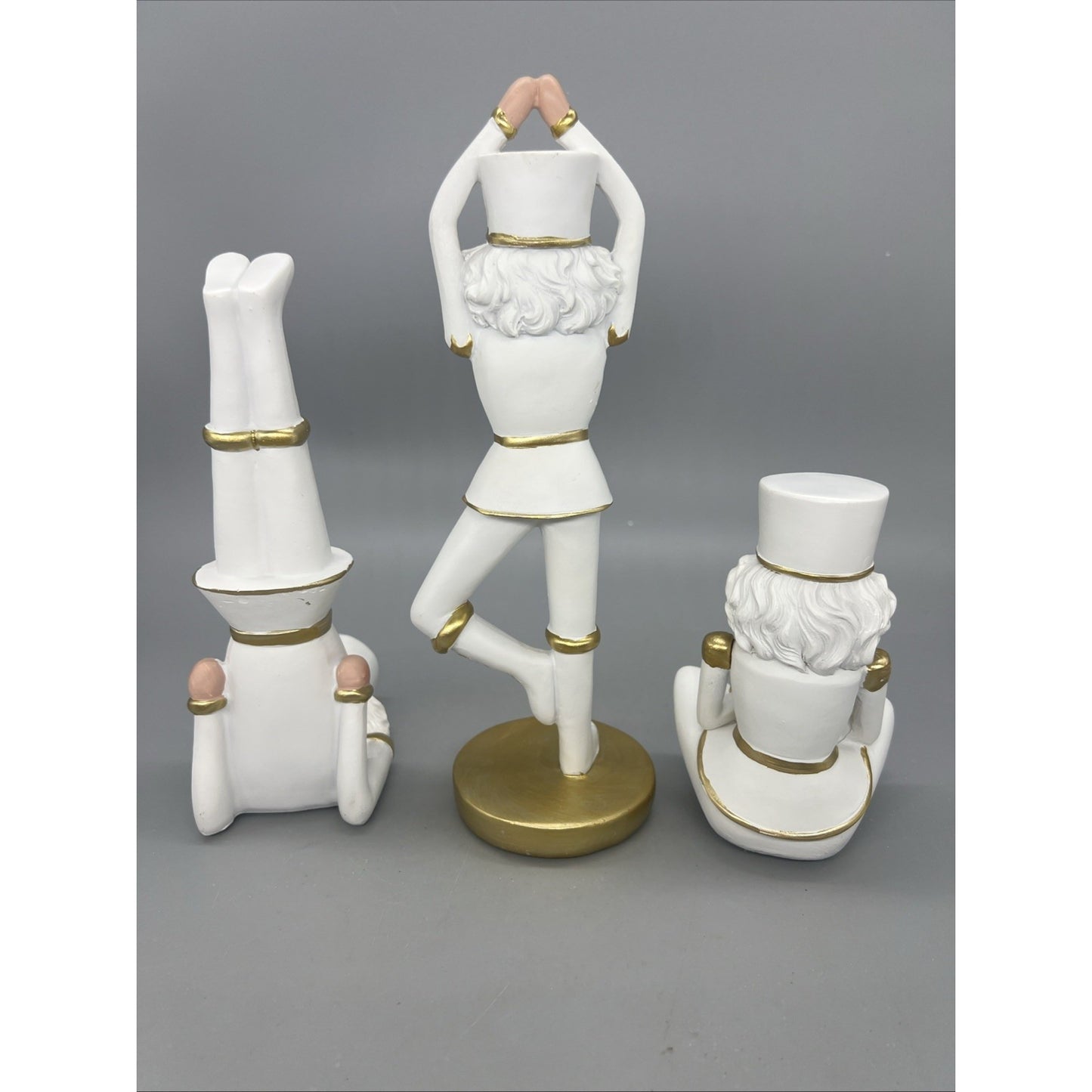 White And Gold  Soldier Yoga (3 Asst) 5” 8” 10” Resin