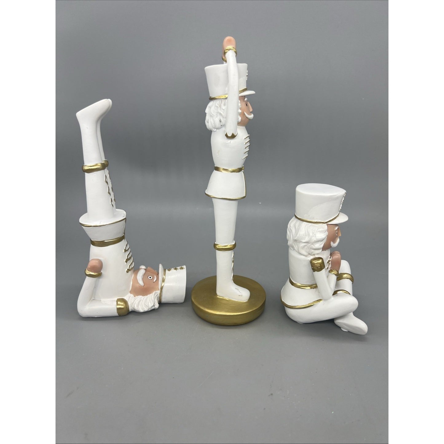 White And Gold  Soldier Yoga (3 Asst) 5” 8” 10” Resin
