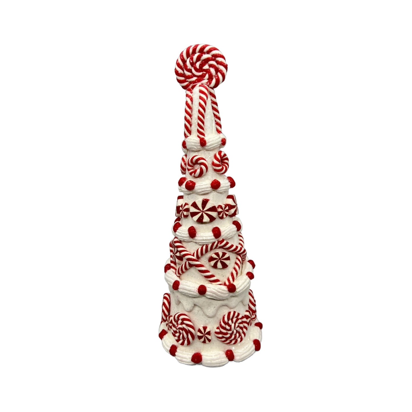 9" Glitter Candy Tree With Red & White Peppermint Candy Design Hand Decorated