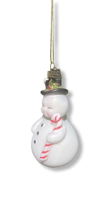4.5" Glass Hand Grafted Blow Mold Snowman Ornament Currated From The Eric Cortina Collection