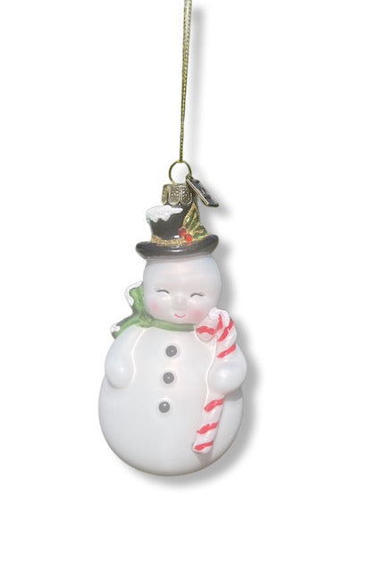 4.5" Glass Hand Grafted Blow Mold Snowman Ornament Currated From The Eric Cortina Collection