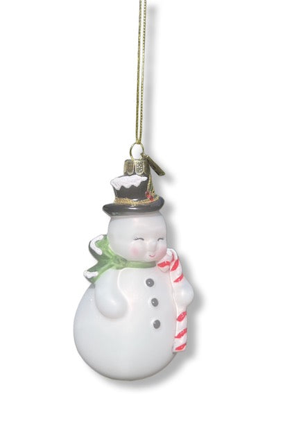 4.5" Glass Hand Grafted Blow Mold Snowman Ornament Currated From The Eric Cortina Collection