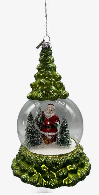 Glass Christmas Ornament 7.25" Santa in Tree Scene – Eric Cortina Collection
