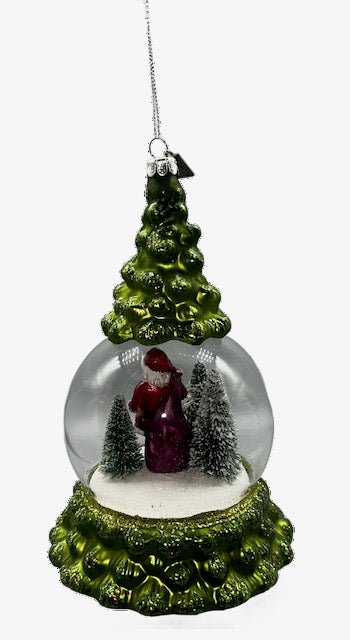 Glass Christmas Ornament 7.25" Santa in Tree Scene – Eric Cortina Collection