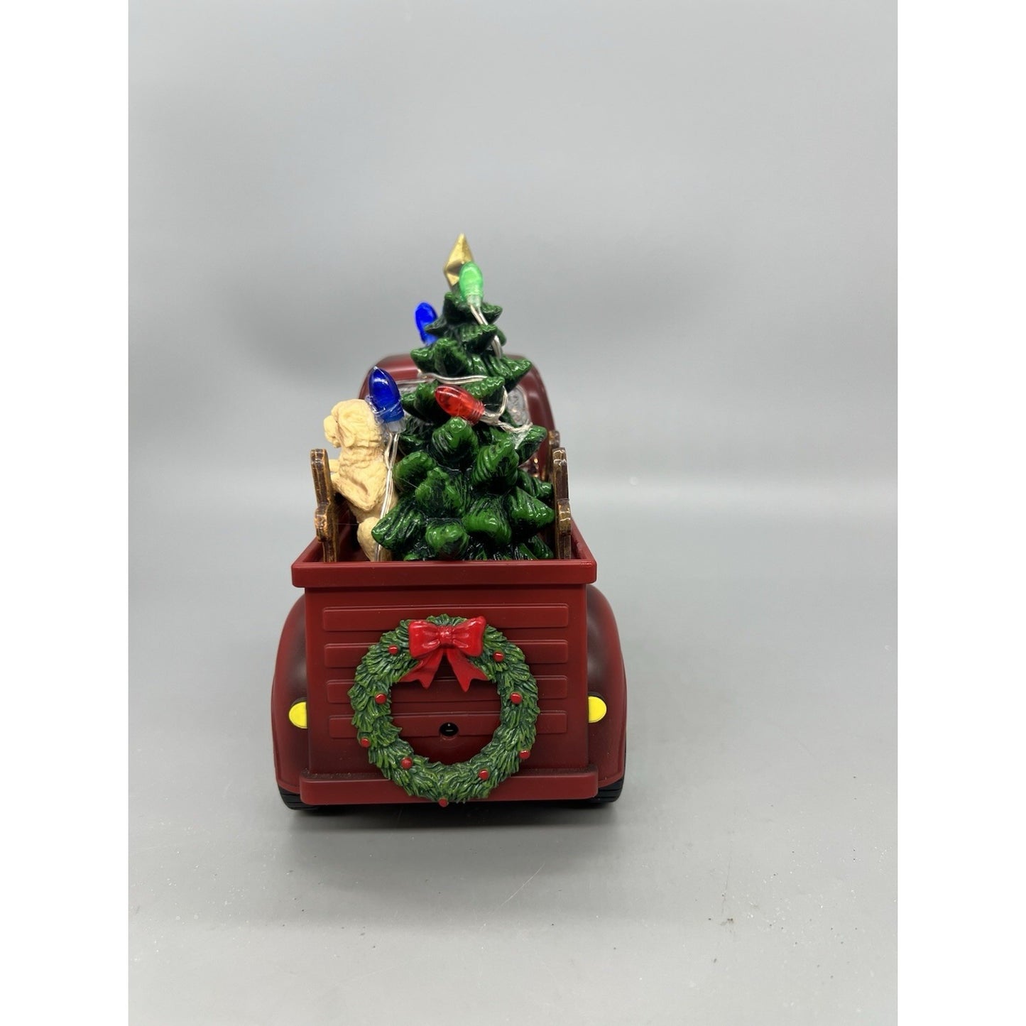 9” Santa And Dog In Lighted Water Truck