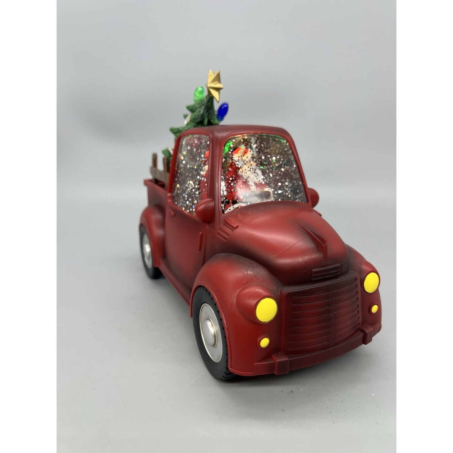 9” Santa And Dog In Lighted Water Truck