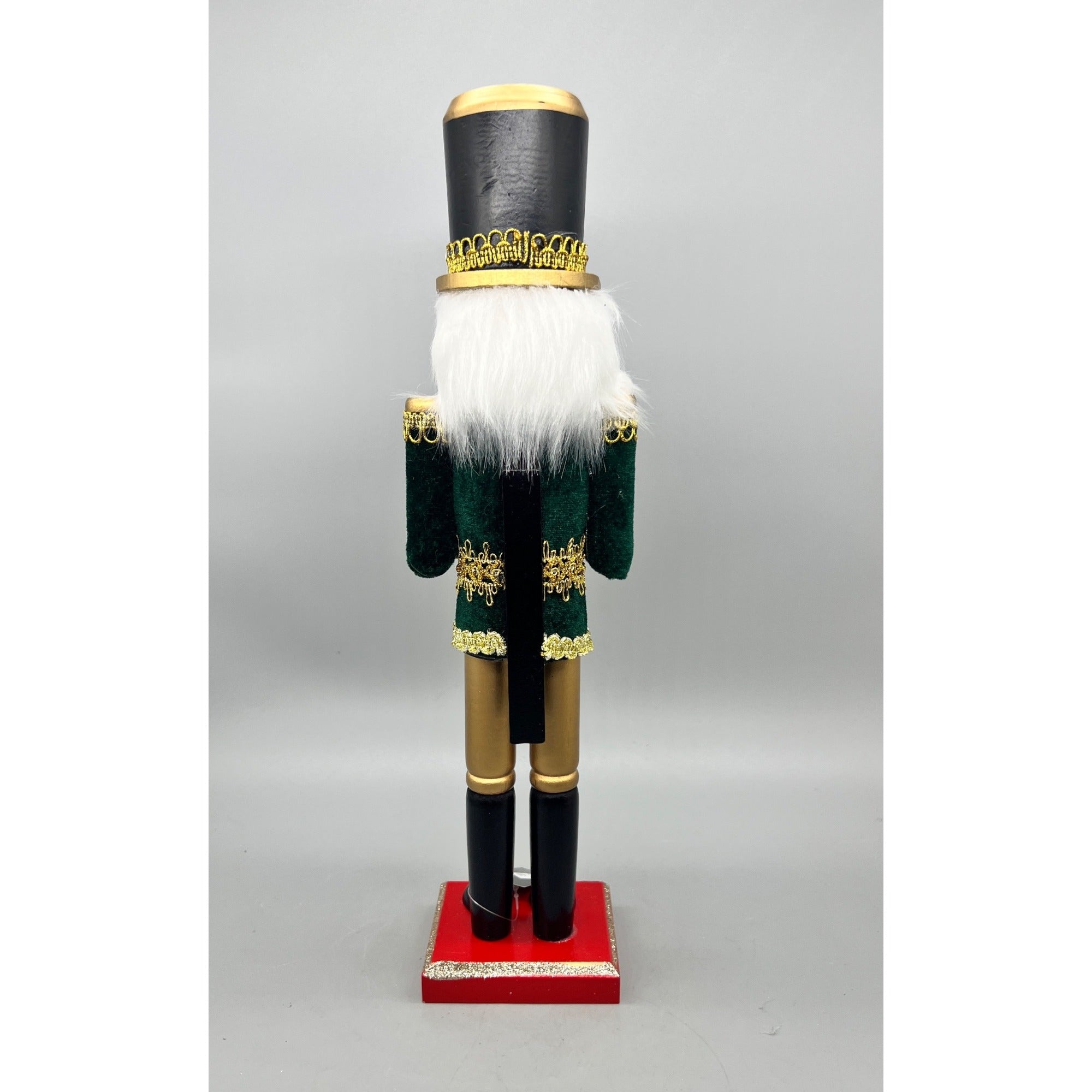 15” Hand Decorated Wood Drummer Nutcracker with Dark Green & Gold Jacket Christmas Figurine
