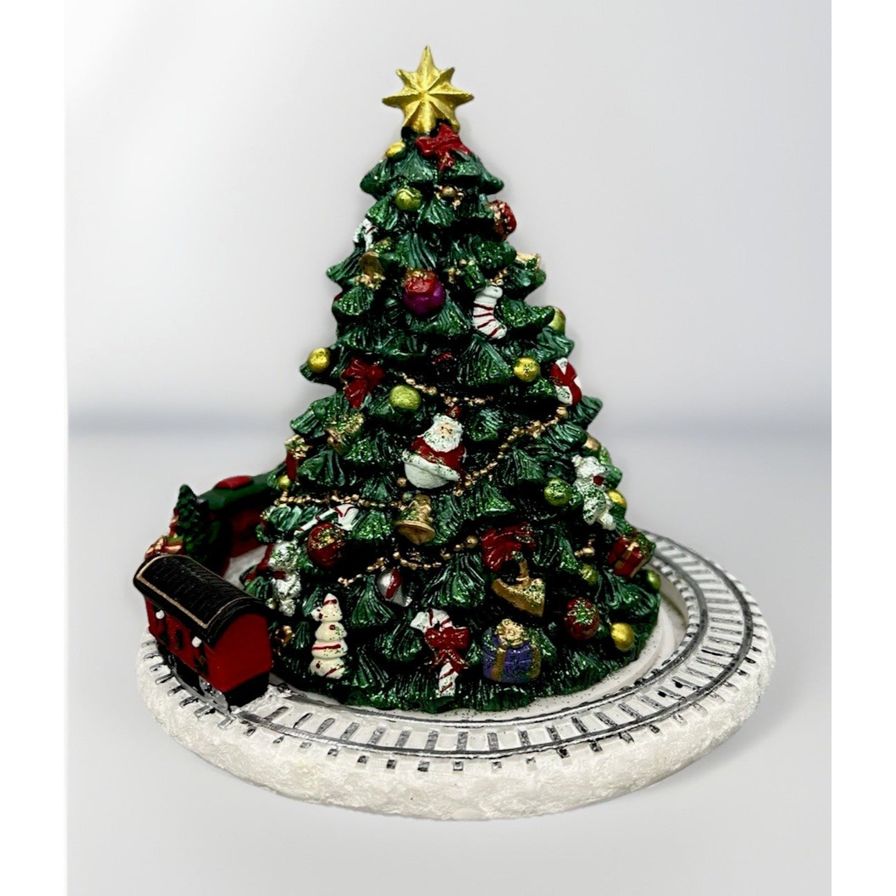 Animated Musical Green Christmas Tree with Train 6.25 Inch