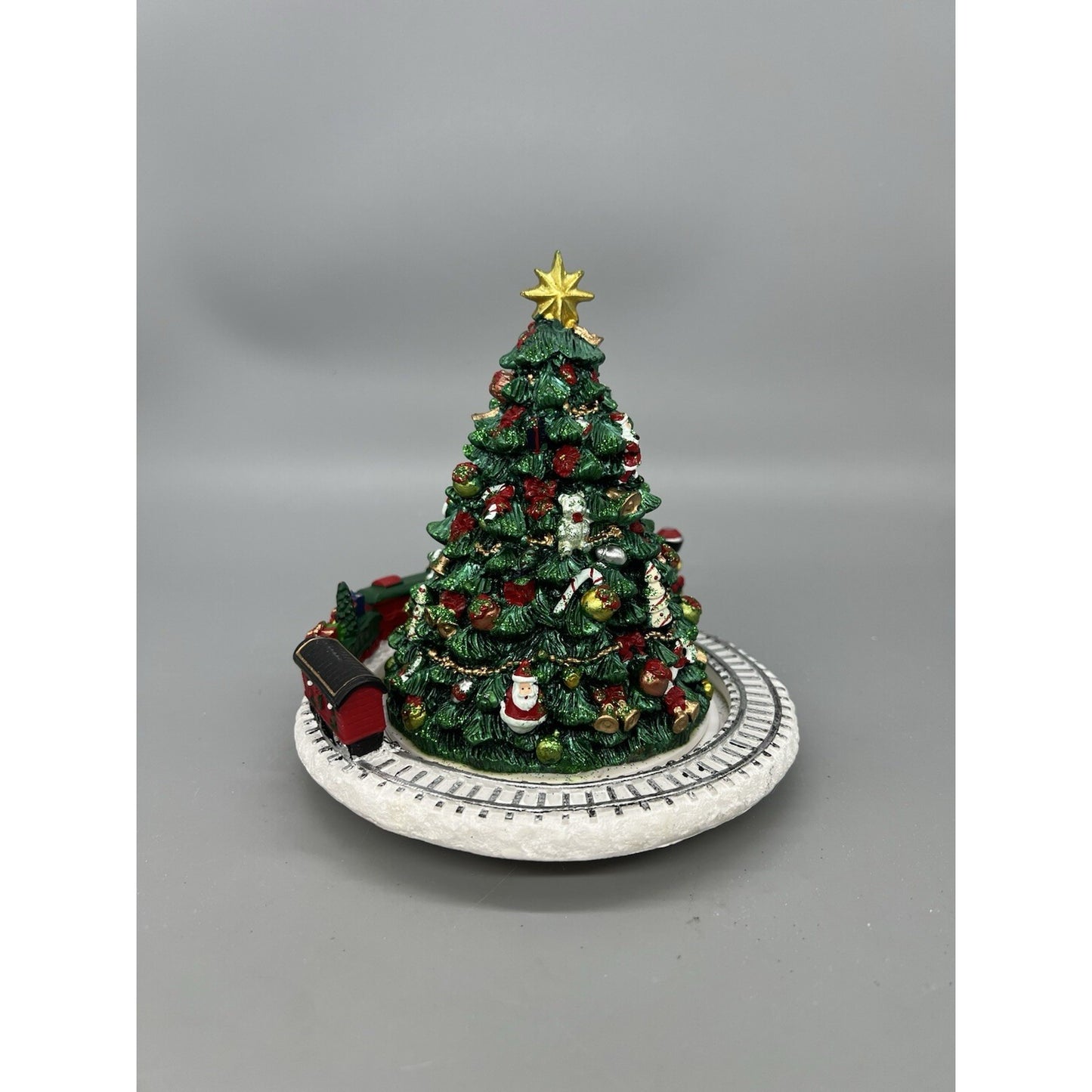 Animated Musical Green Christmas Tree with Train 6.25 Inch