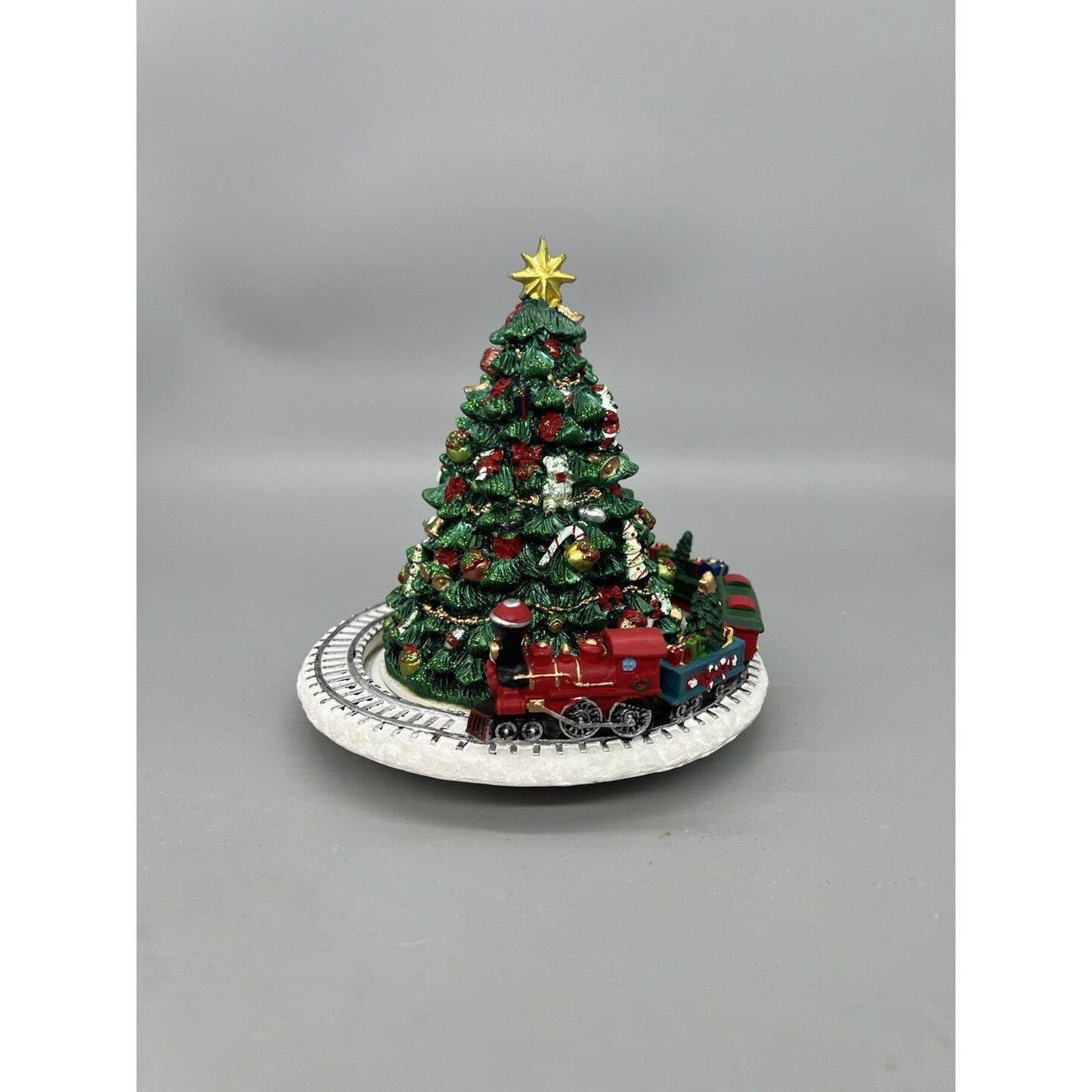 Animated Musical Green Christmas Tree with Train 6.25 Inch