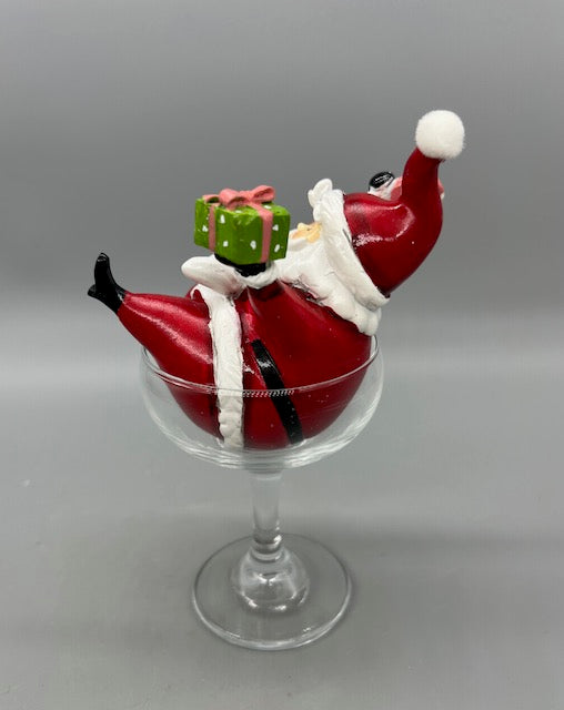 December Diamonds Retro Santa Claus in Martini Glass