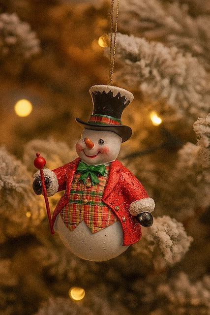 Kurt Adler 3.75" Red And Plaid Snowman Sold Separately