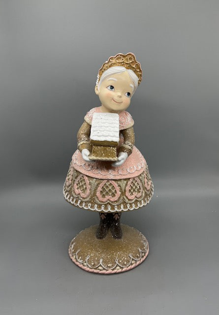 December Diamonds 12" Mrs. Claus Holding Gingerbread House Figurine