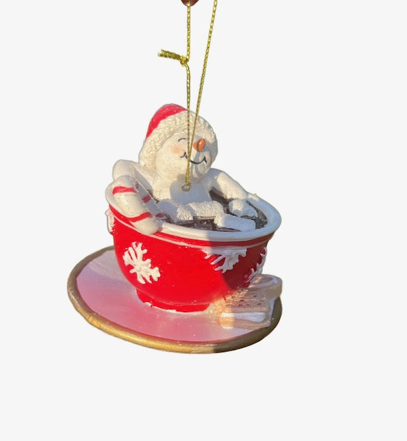Kurt Adler 3.5" Snowman In Cup Of Hot Chocolate E0935