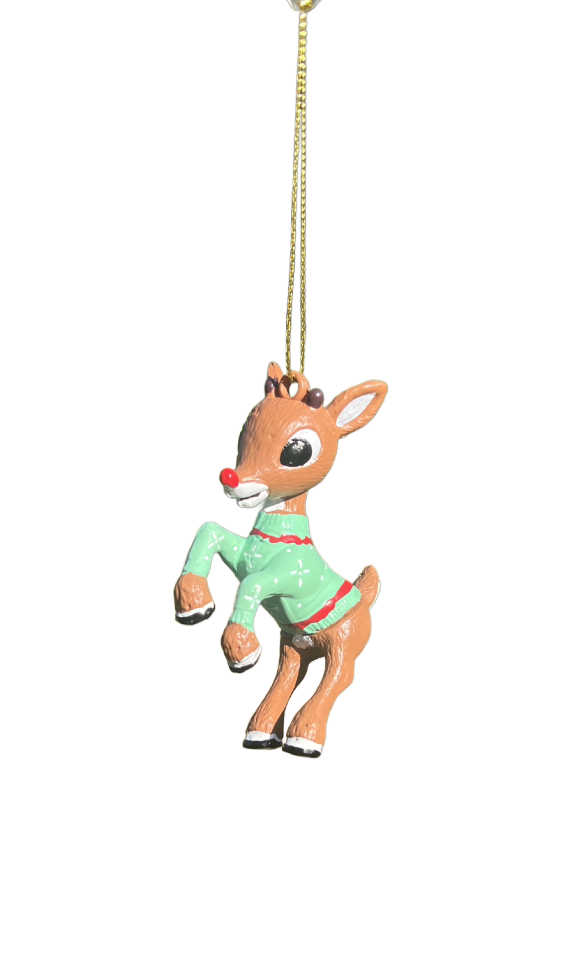 Kurt Adler Rudolph the Red-Nosed Reindeer 3.5"Christmas  Ornament with Green Sweater RU1222