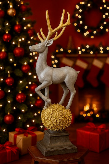 Deer On Orb 14" Gold Accents By Melrose International