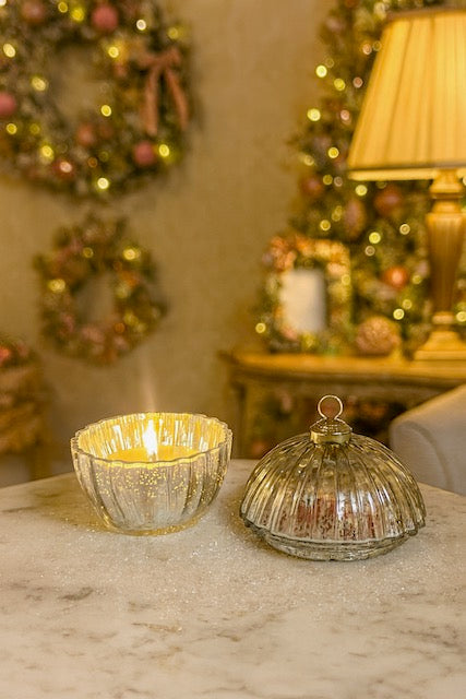 Silver Mercury Glass Ornament Candle with Lid – Holiday and Home Decor