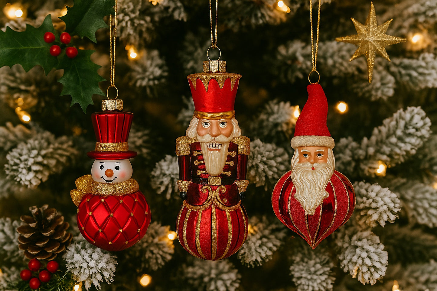 Kurt Adler Glass Snowman Nutcracker Santa Christmas Ornament