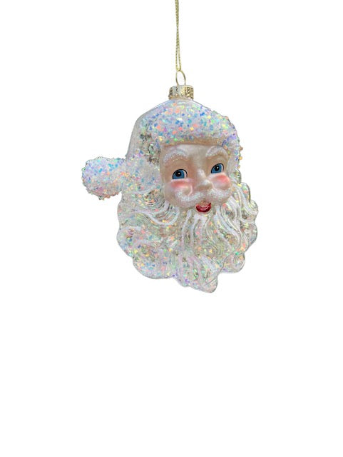 Kurt Adler 5.5 Inch Glass Santa Head Ornament T3589