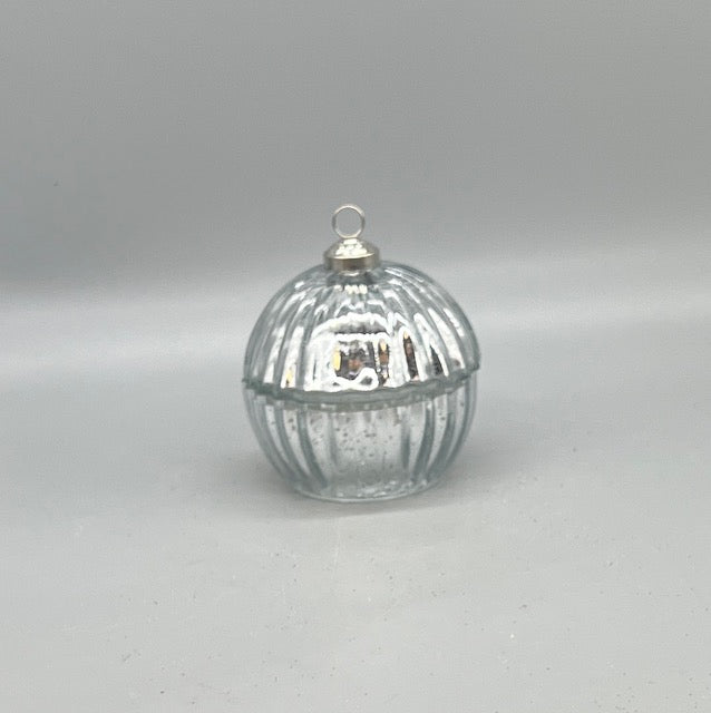 Silver Mercury Glass Ornament Candle with Lid – Holiday and Home Decor