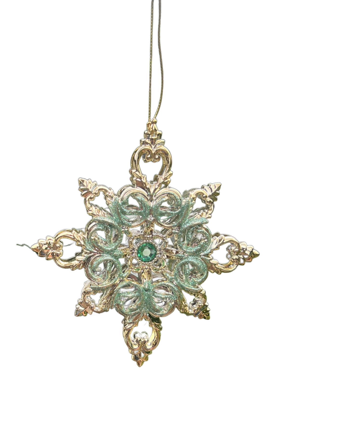 Kurt Adler  5" Aqua / Gold Snowflake Ornament T3741