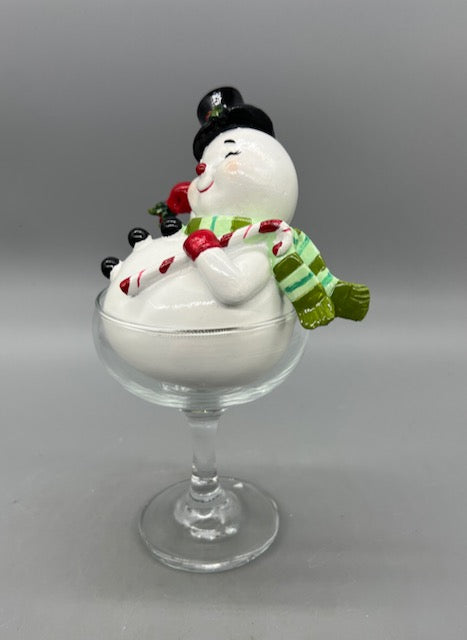 December Diamonds Christmas Carousel Retro Snowman in Martini Glass