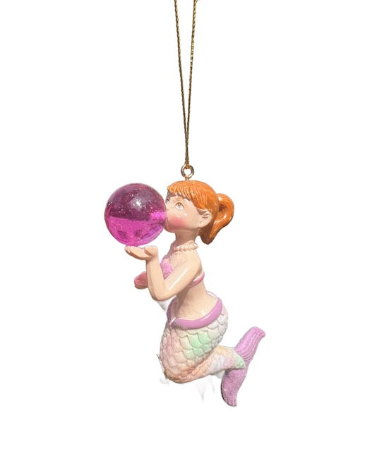 Whimsical Characters Blowing Bubbles Christmas Ornament Mermaid Unicorn Dolphin