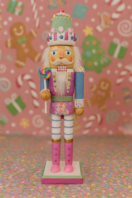 Kurt Adler 15-Inch Candy Land Nutcracker with Lollipop, Candy Crown, and Pink Boots