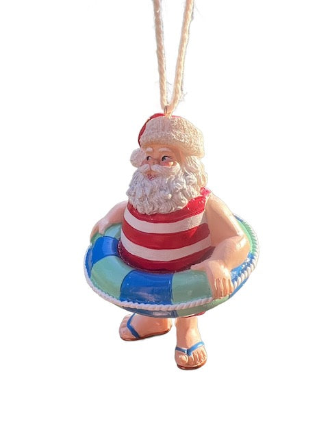 Kurt Adler Resin Beach  Santa With Tube