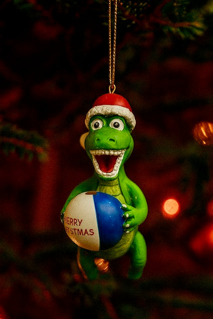 Kurt Adler 3.5" Alligator Christmas Ornament – Santa Hat with Lights or Beach Ball (Sold Separately)