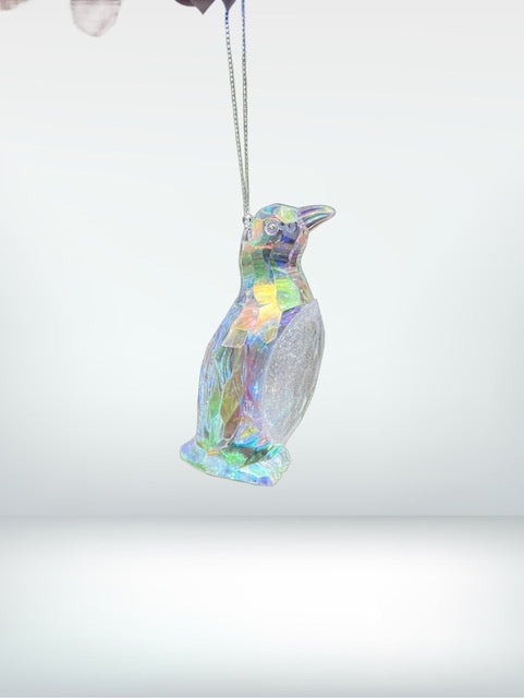 Kurt Adler Iridescent Penguin Ornament – 4" Acrylic Crystal Finish T3496