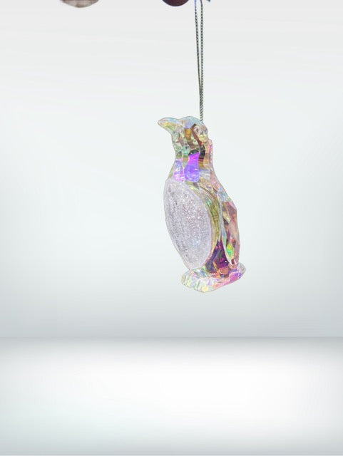 Kurt Adler Iridescent Penguin Ornament – 4" Acrylic Crystal Finish T3496
