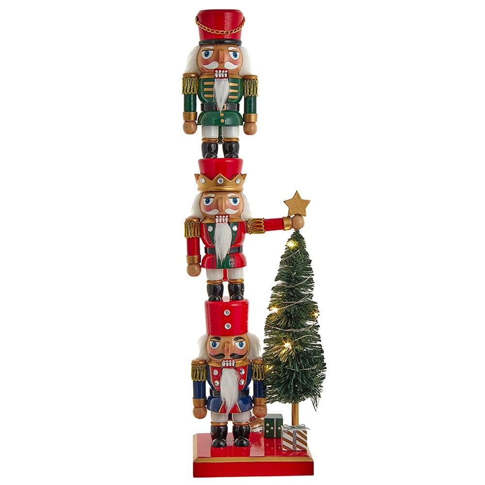 Kurt Adler Battery Operated Stacked Nutcracker with Tree 18 Inch Multicolor