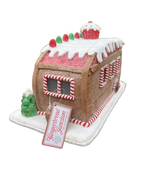 Kurt Adler 6" LED Gingerbread Camper – Battery Operated Lighted Christmas Decoration